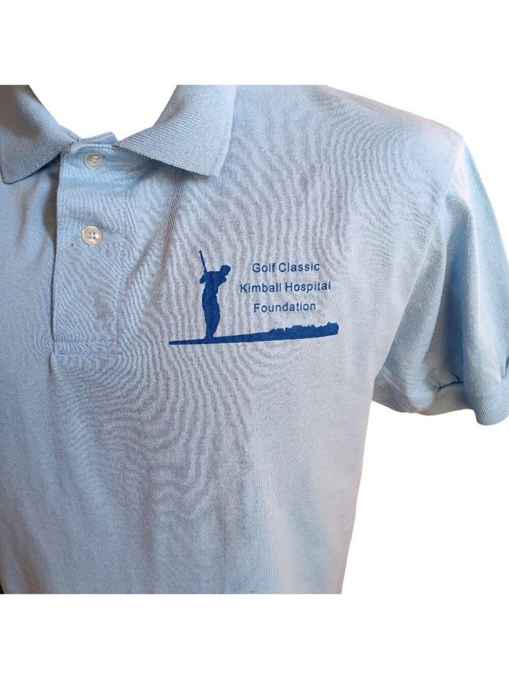 True Vintage Polo Shirt SMALL 90s BLUE GOLF GRAPHIC TENNIS KNIT COLLAR STEDMAN